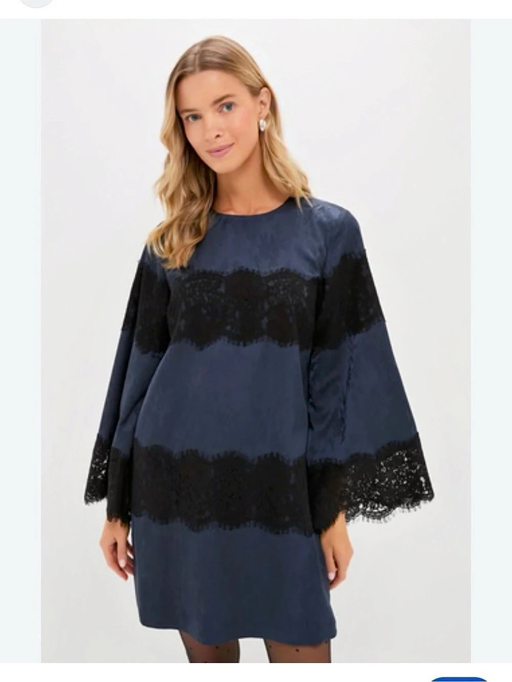 TUCKERNUCK
Navy Jacquard and Black Lace Camilla Dress